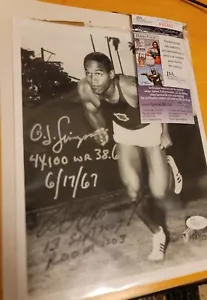 OJ Simpson Autograph 1967 USC Track Photo w/ JSA Authentication - Picture 1 of 7