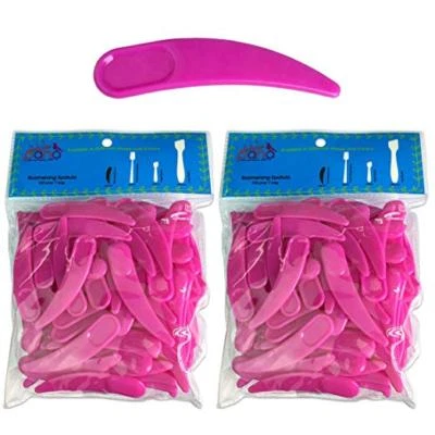200pcs PANA Rosa Curvo Boomerang Plástico Maquillaje Cosmético Espátulas Cuchara - Imagen 1 de 4