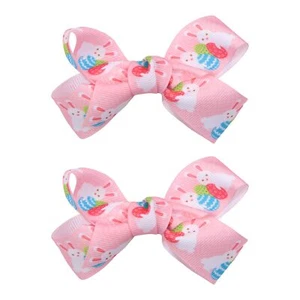 Easter Bow Hair Clips Pink Bowknot Hair Barrettes Cute Rabbit Easter Eggs Pri... - Picture 1 of 7