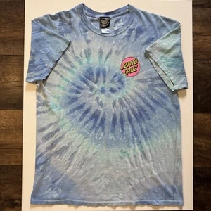 Santa Cruz Skateboard Blue Tye Dye Short Sleeve Mens Size Large - Picture 1 of 5