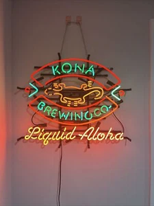 Kona Brewing Co Liquid Aloha Beer Hawaii 24"x20" Neon Light Sign Lamp Real Glass - Picture 1 of 8