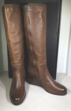 Frye Emma Wedge Tall Women’s Size 10M Brown Leather Knee High Boots X2-733
