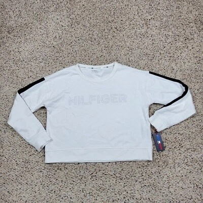 Tommy Hilfiger свитер женщин большой белый черный укороченный толстовка Sport женщины новый - Изображение 1 из 4