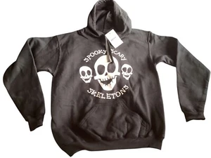 Spooky Scary Skeleton Hoodie Youth Medium Black Pockets New With Tags - Picture 1 of 6