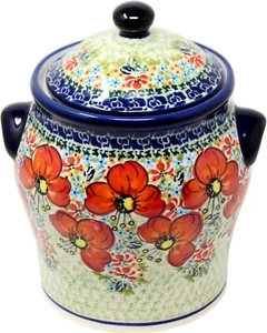 Polish Pottery Large Canister in Garden Meadow Pattern from Zaklady Unikat - Picture 1 of 4