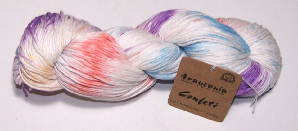 CINCO MADEJAS DE 100 g de hilo de algodón orgánico pintado a mano CONFETI #104 Foto 1 de 1