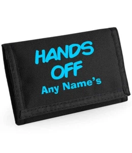 HANDS OFF Personalised Boys Kids Ripper Wallet With Coin Holder Gift - Picture 1 of 12