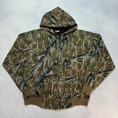 Vintage 80's Mossy Oak Treestand Camo Full Zip Hoodie Men's XL Ace Hunting USA - Image 1 of 4