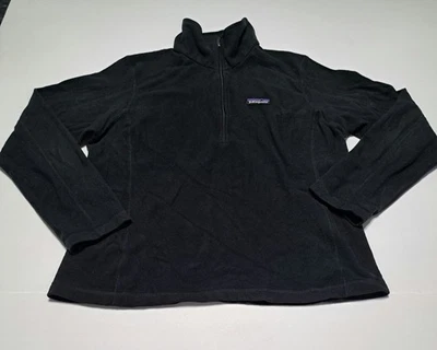 Patagonia Women's Large Black Mock Neck Fleece Sweater Pullover Quarter Zip  - Image 1 of 4