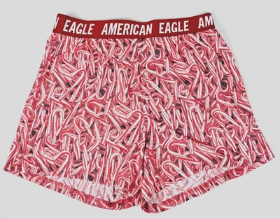 Рождественские трусы-боксеры размер M American Eagle выцветшие красно-белые конфетные трости хлопок - Изображение 1 из 4