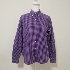 Camisa Brooks Brothers para mujer 10 púrpura a cuadros de guinga puño de barril abotonado - Imagen 1 de 9