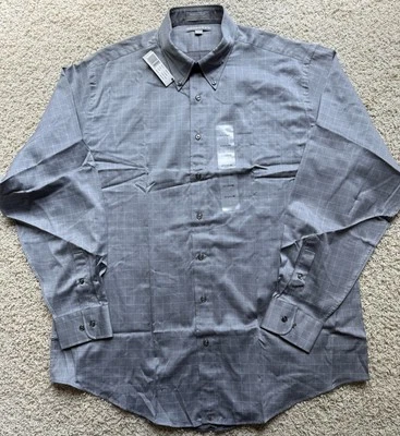 Men’s Hathaway Grey Check Dress Shirt Size 17.5/36 NWT - Image 1 of 4