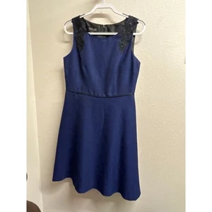 Black Label by Evan Picone Damen blau strukturiert Blumen ärmelloses Kleid Gr. 10 - Bild 1 von 11