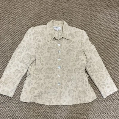 Chaqueta de algodón Liz Claiborne para mujer talla 14P blanco roto con estampado floral Foto 1 de 4
