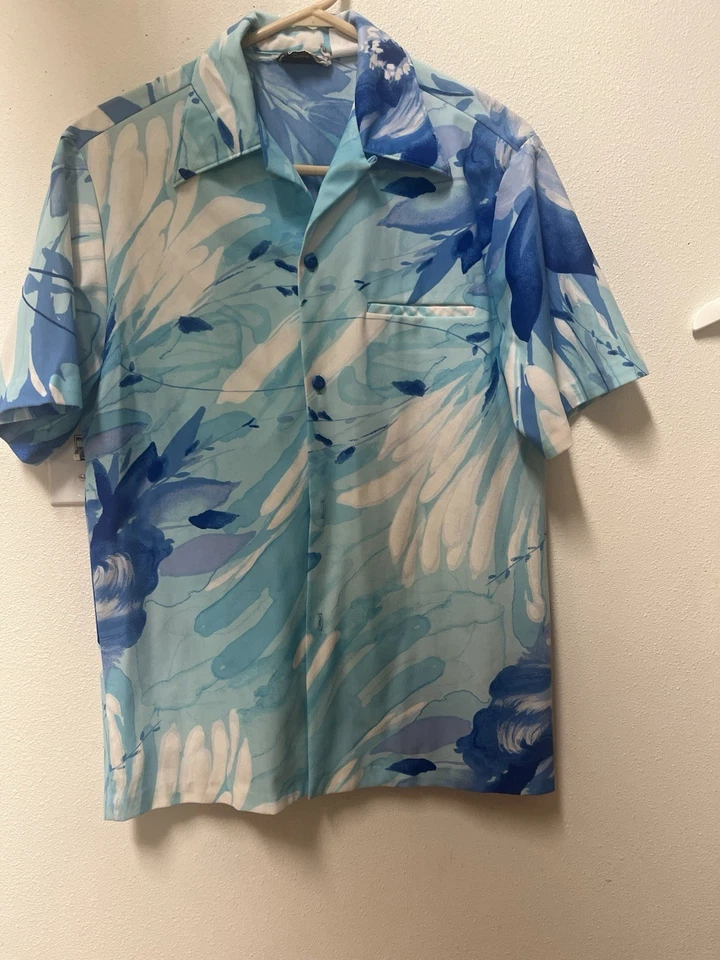 Flores pintadas azules Alohoa vintage 60smalehini hawaianos hombres Foto 1 de 4