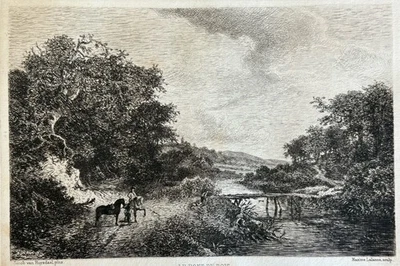 Maxime Lalanne / J Ruysdael Gravure Eau Forte Etching Paysage pont De Bois 1874 - Photo 1/4
