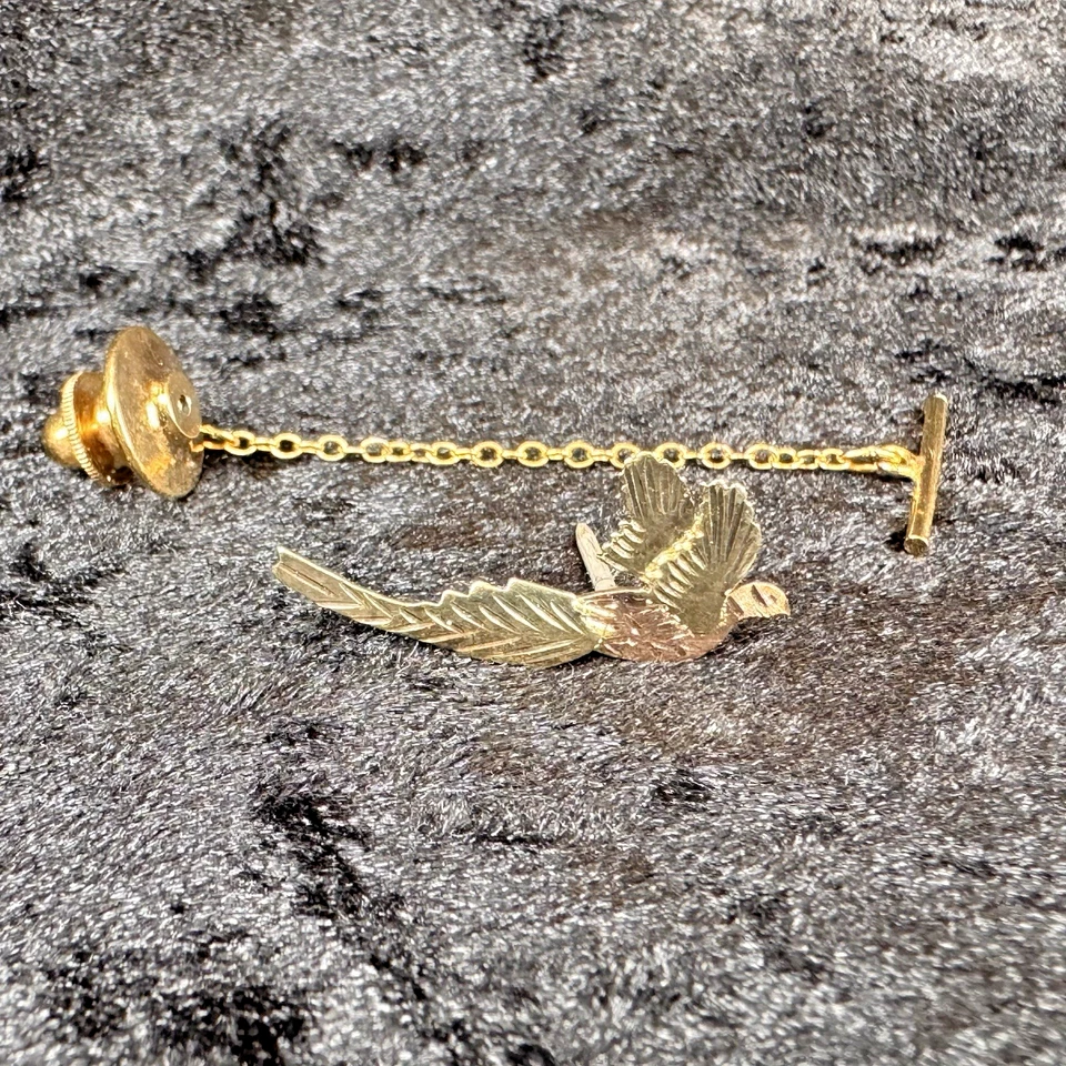 10K Black Hills Gold Pheasant Bird Tie Tack Signed with Original Box - Image 1 of 4