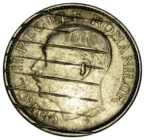 Romania 100 lei 1938 Coin KM#54 Carol II Official Cancellation Demonetization a7 - Picture 1 of 2