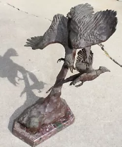 Kunst Moigniez Skulptur Europäische Bronze Kupfer Marmor Sockel, 2 Adler Statue - Bild 1 von 16