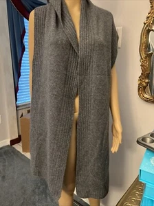 NWT TAHARI 100% 2-PLY Cashmere Scarf 11” X 81 ” in Gray- Super Luxurious & Soft - Picture 1 of 7
