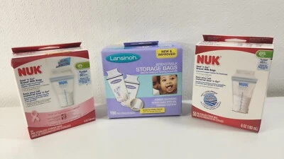 Lote de 150 bolsas de almacenamiento de leche materna Nuk y Lansinoh en total todas selladas Foto 1 de 4