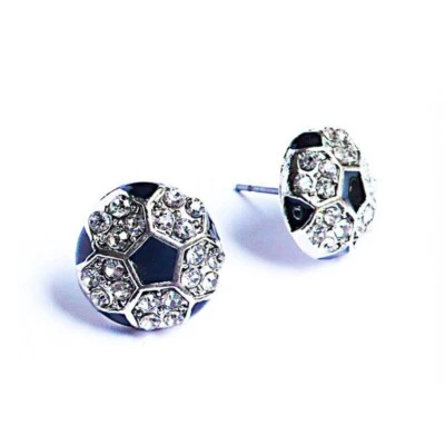 Brincos esportivos de futebol - Strass cristal Bling, moda atlética - Imagem 1 de 4