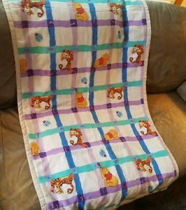 Vintage Winnie The Pooh Baby Eeyore Tigger Quilt 56" x 28" Handmade Crib Blanket - Picture 1 of 6