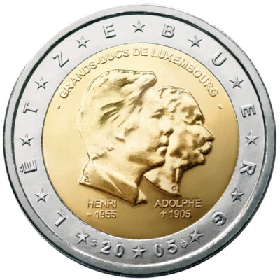 2005 Luxembourg € 2 Euro UNC Uncirculated Coin - Grand-Dukes Henri & Adolphe - Image 1 of 2