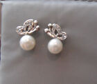 FASHION JEVELLERY  STUD EARRINGS BUTTERFLY WITH WHITE PEARL
