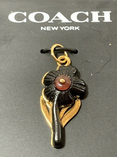 Coach Mini Charm Fiore in Legno per Collana Bracciale Borsa Cerniera o Portachiavi Nuovo
