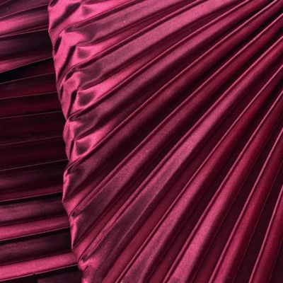 Faux Silk Satin Pleated Fabric Stretch Cloth Dress Metallic DIY Material Sewing - Image 1 of 4