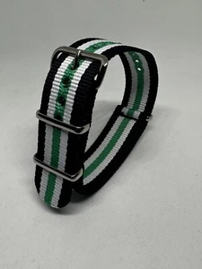 20mm Nylon Watch Strap Green White And Navy - Picture 1 of 5