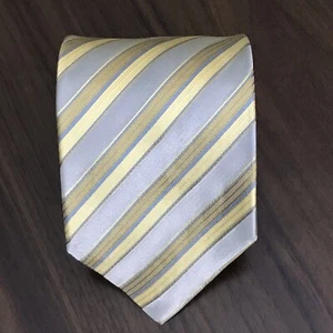 Ermenegildo Zegna Neck Tie Platinum Beige Blue Tan Striped 100% Silk Italian - Picture 1 of 12