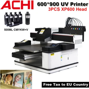 ACHI 6090 UV Varnish Printer 3 PCS XP600 Head 600*900mm Cylindrical 3D Embossed - Picture 1 of 10