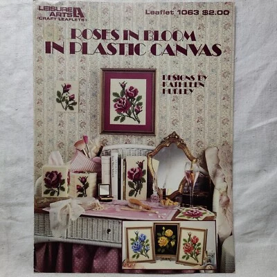Vtg 1986 ROSES IN BLOOM IN PLASTIC CANVAS Leisure Arts Leaflet 1063 - Image 1 of 4