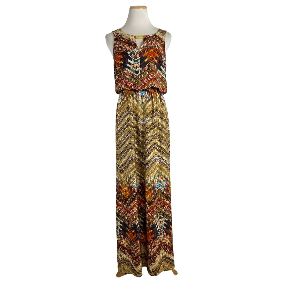 EMMA & MICHELE Maxi Dress Multi Print Tribal Sleeveless Elastic Waist Size Small - Image 1 of 4