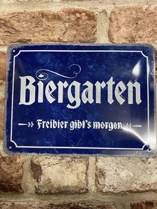 German Beer Garden Sign Biergarten Retro Embossed Metal Sign For Home, Bar, etc. - Picture 1 of 5