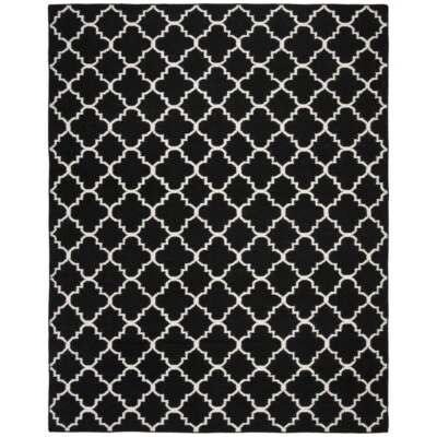 SAFAVIEH Dhurries DHU554L Handwoven Black / Ivory Rug - Image 1 of 4