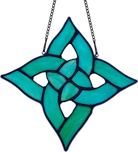 Celtic Trinity Knot Stained Glass Window Hanging Suncatcher Ornament,Irish Decor - Picture 1 of 9
