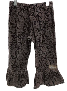 Matilda Jane Girls Velvet Ruffle Pants Size 6 Brown Floral Pull On Casual - Picture 1 of 10