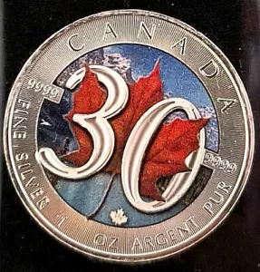 1oz Silber Maple Leaf 30th Anniversary Colorized 2018 Canada - Bild 1 von 3