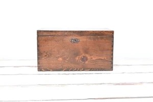 Antq/Vntg Handarbeit primitive Volkskunst Holz Tischler Kiste Truhe kleine Truhe - Bild 1 von 11