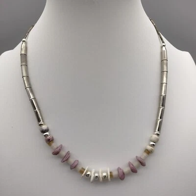 Collar Surfer 16" DE COLECCIÓN PÁTINA SANTO DOMINGO Estilo Heishi Shell Puka Tono Plata Foto 1 de 4