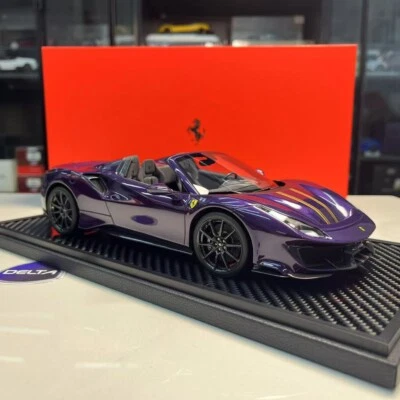 1/18 BBR Ferrari 488 Pista Spider In Viola Hong-Kong With Carbon Wheels - Image 1 of 4