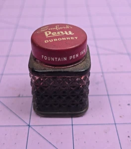 Vintage Sanford's Penit Ink Jar Metal Lid Red Dubonnet - Picture 1 of 3