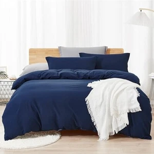 Nestl Soft Duvet Cover Set Blue - 3pc Dbl Brushed Full Size 80" x 90" - Picture 1 of 3