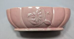 Brush Pottery Planter Garden Dish 423-10" Pink Floral 1950's
