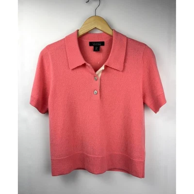 Camisa Polo TAHARI 100 % CACHEMIR 2 CAPAS Manga Corta Rosa Para Mujer Mediana Foto 1 de 4