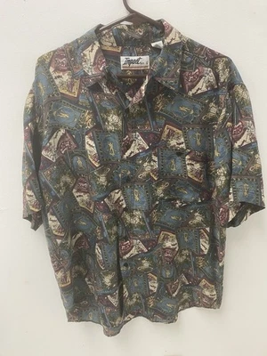 VTG Impact 100% Silk Shirt Men's Large Muticolor Print Wearable Art Button Up - Image 1 of 4