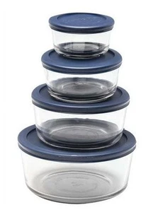 Anchor Hocking Glass Food Storage Containers with Lids, 8 Piece Set - Picture 1 of 5